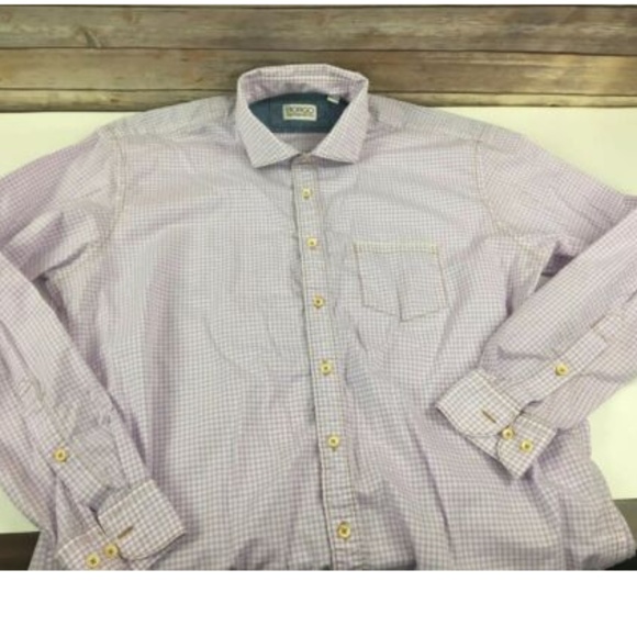 Borgo Ognissanti Mens Chambray Shirt Check Collar - Picture 1 of 5